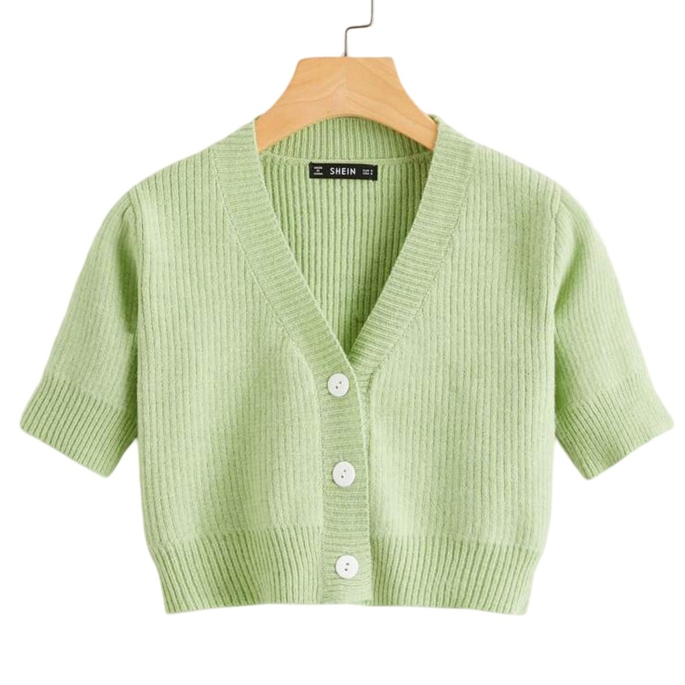 SHEIN Light Green Short Sleeve Cardigan XS